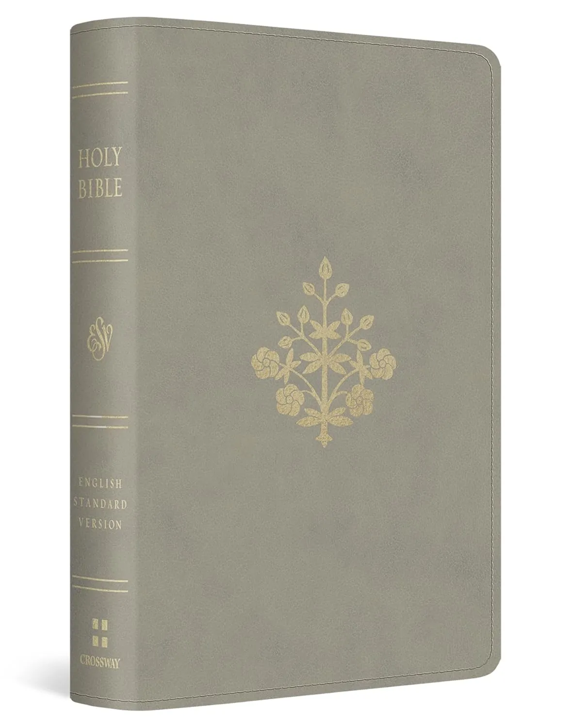 Anglais, Bible English Standard Version, petit format - relié similicuir gris, motif branche dorée