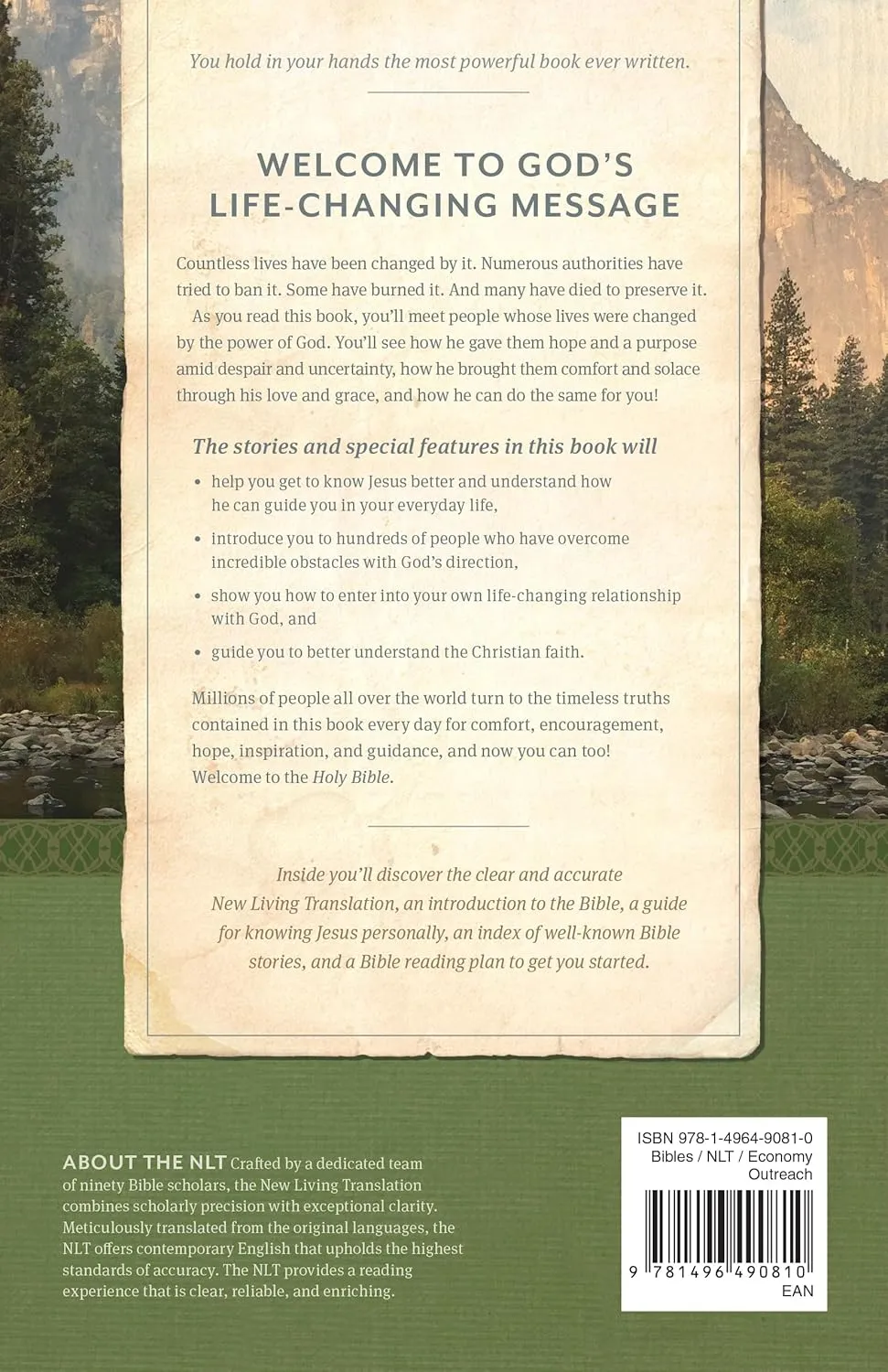 Anglais, Bible, New Living Translation, brochée, motif montagnes - Holy Bible, Economy Outreach...