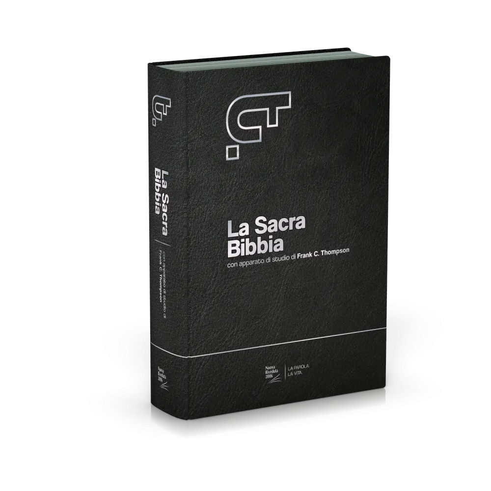 Italien, Bible NR, Thompson, fibrocuir, noir, tr. argent et onglets