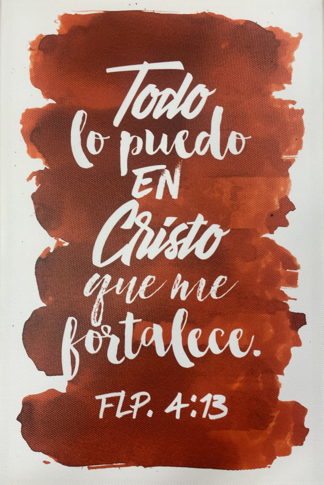 Tableau aquarelle intense, espagnol Philippiens 4:13 - 20 x 30 cm