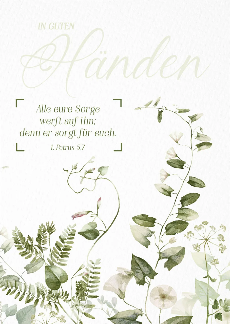 Postkarte In guten Händen - 1. Petrus 5,7