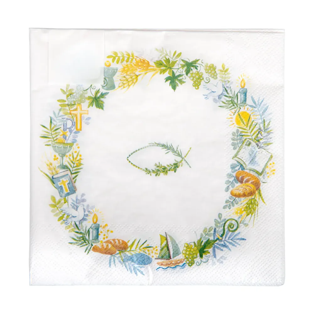 Kranz mit Fischsymbol - Servietten 20 Stück