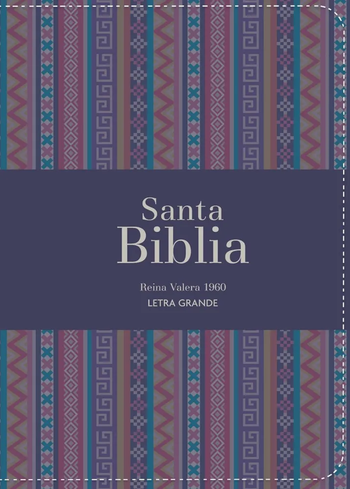 Espagnol, Bible, Reina Valera 1960, compacte, grands caractères, similicuir violet, motif tissu -...