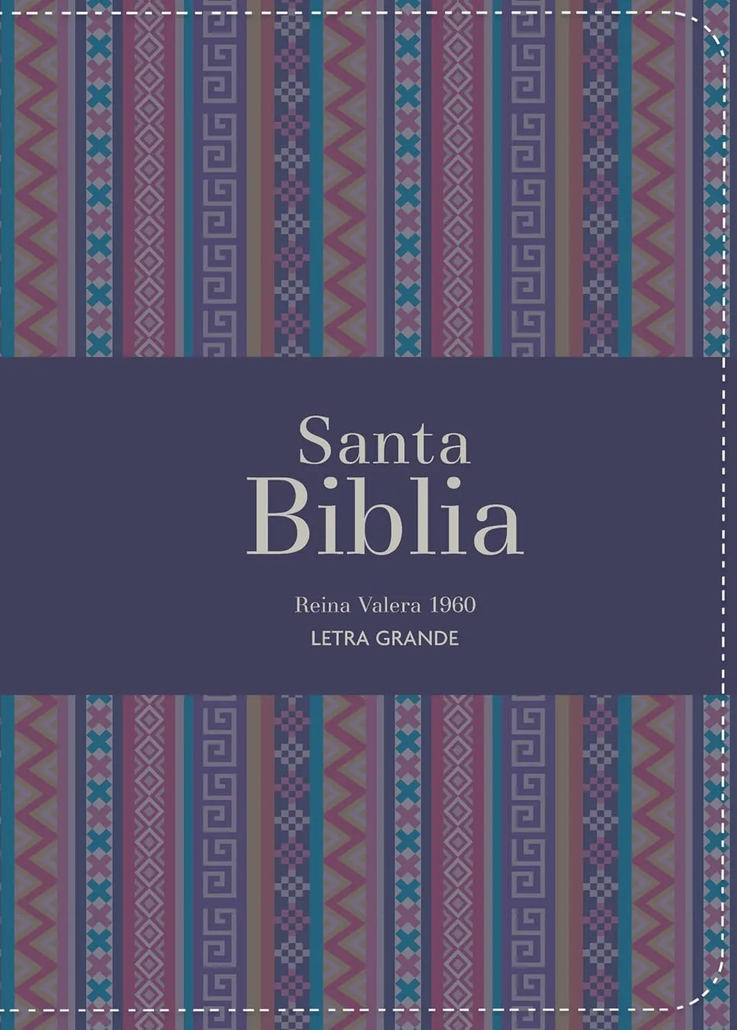 Espagnol, Bible, Reina Valera 1960, compacte, grands caractères, similicuir violet, motif tissu -...