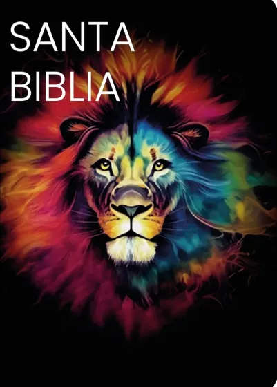 Espagnol, Bible, Reina Valera 1960, compacte, grands caractères, similicuir noir, motif lion...