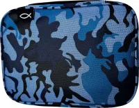 Bibelhülle Ichthys XL - blau, Nylon mit Tragegriff, Leseband, Stiftschllaufe