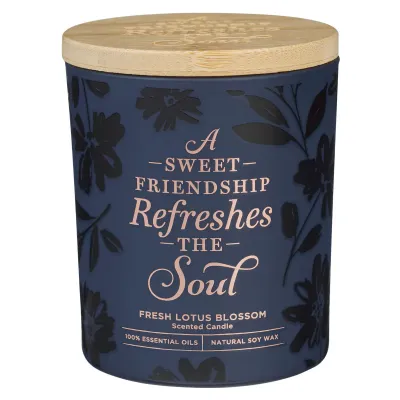 Sweet Friendship Fresh Lotus Blossom Scented Candle in a Glass Jar