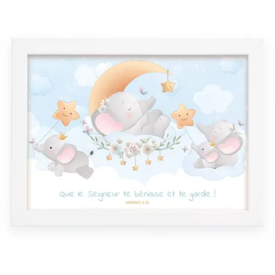 Cadre poster enfant Eléphanteau