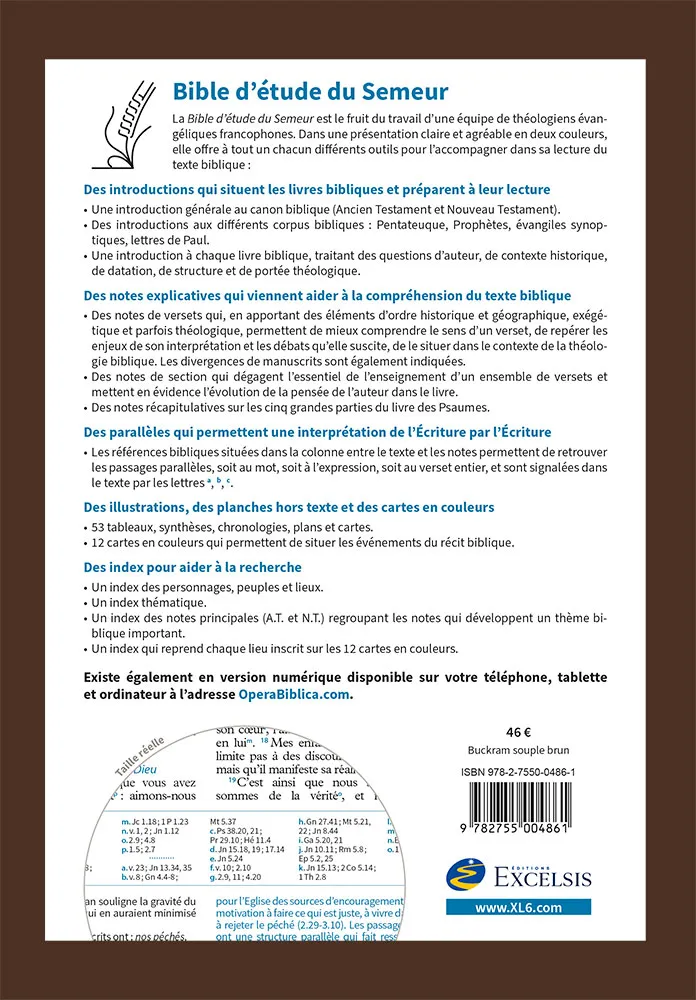 Bible d'étude Semeur 2015 - couverture souple brune, marron, tranche blanche