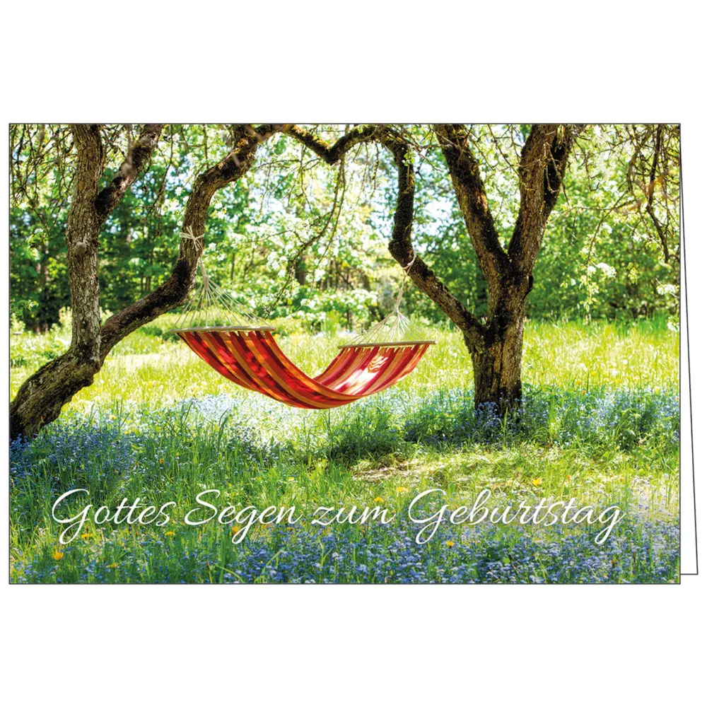 Faltkarte - Gottes Segen zum Geburtstag - Hängematte - mit Umschlag