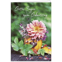 Faltkarte - Gottes Segen zum Geburtstag - Blumen - mit Umschlag