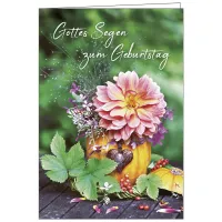 Faltkarte - Gottes Segen zum Geburtstag - Blumen - mit Umschlag