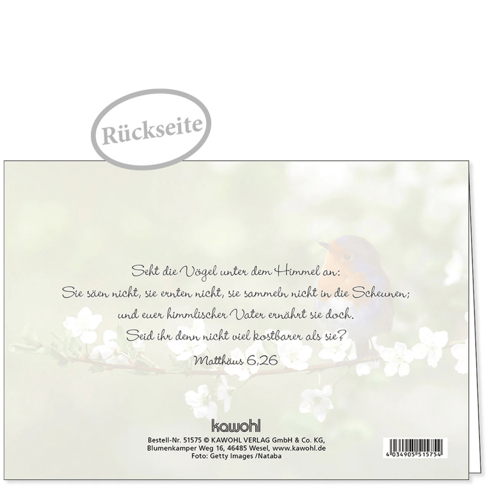 Faltkarte - Gottes Segen zum Geburtstag - Vogel - mit Umschlag