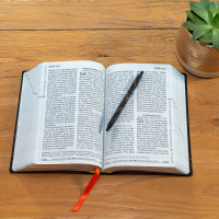 Bible Segond 21, gros caractères - couverture souple noire en fibrocuir, tranche argentée