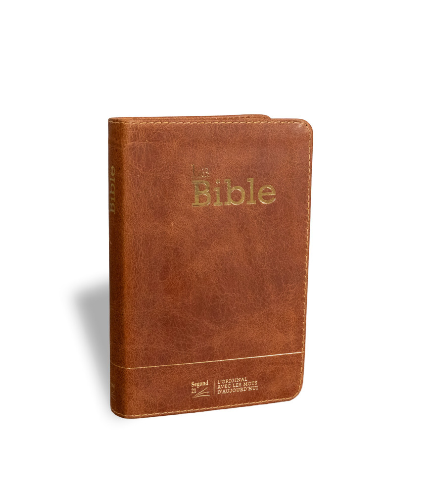 Bible Segond 21 compacte (Premium Style) - couverture souple, cuir brun, avec tranches dorées