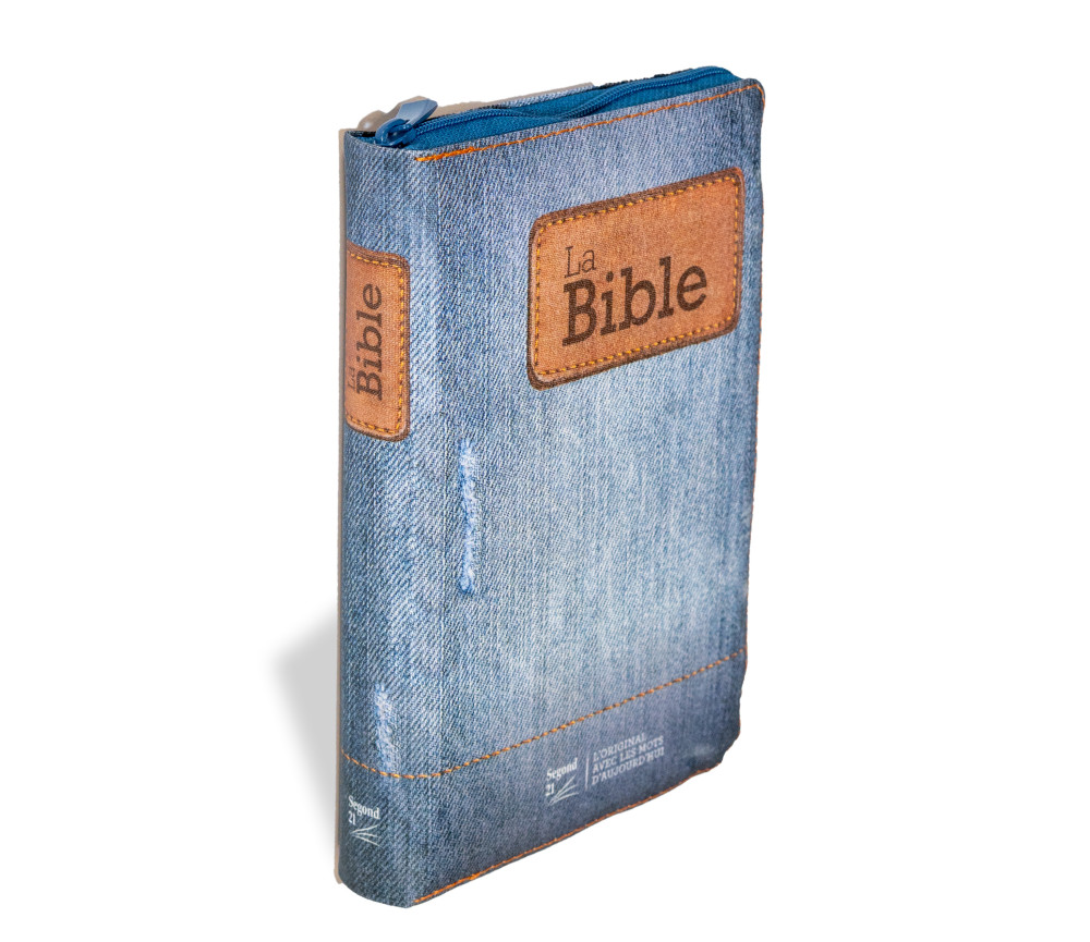 Bible Segond 21 compacte (Premium Style) - couverture souple toilée motif jeans, avec fermeture...