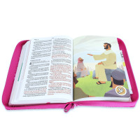 Espagnol, Bible, Reina Valera 1960, Biblia para niños, similicuir rose, fermeture éclair -...