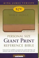 Anglais, Bible King James Version, moyen format, gros caracteres, duo beige/olive, tranche or