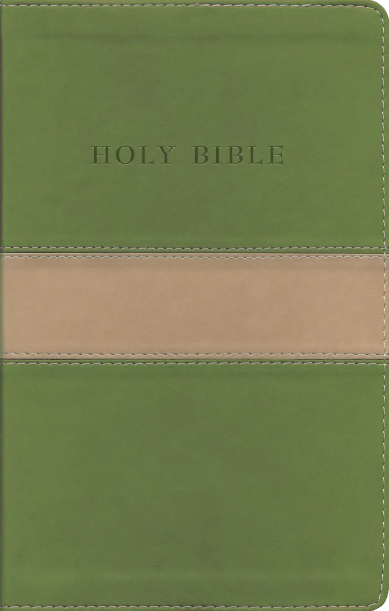 Anglais, Bible King James Version, moyen format, gros caracteres, duo beige/olive, tranche or