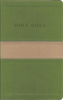 Anglais, Bible King James Version, moyen format, gros caracteres, duo beige/olive, tranche or