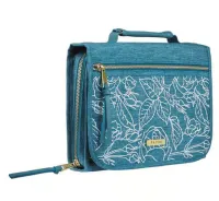 Bibelhülle M mit Notizblock und Stift - Glaube - blau Blumen