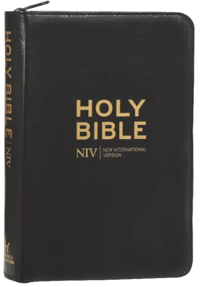 Anglais, Bible NIV, poche, similicuir, noir, femeture éclair