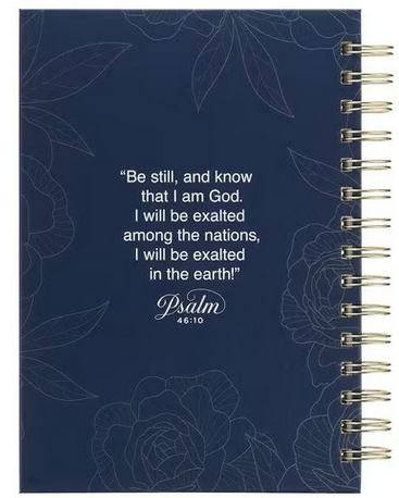 Notizbuch - Be still and know / Sei still und wisse - mit Spiralbindung, blau, Rosen