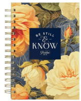 Notizbuch - Be still and know / Sei still und wisse - mit Spiralbindung, blau, Rosen