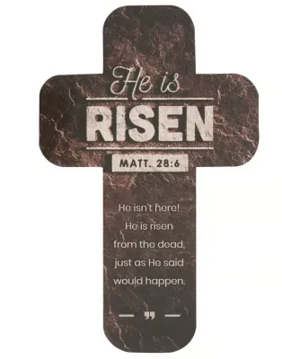 Minikarte - He is risen / Er ist auferstanden - braun, Kreuz