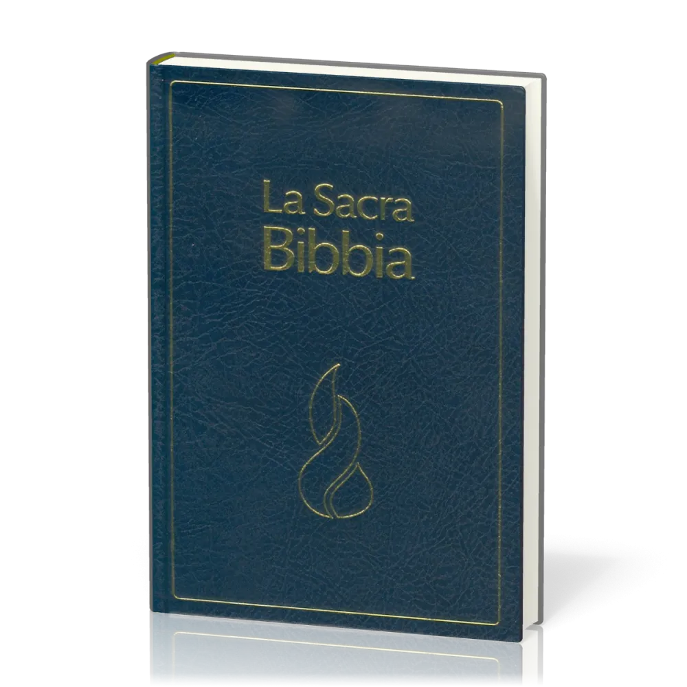 Italien, Bible Nuova Riveduta d'étude à parallèles - rigide bleu, similicuir, tranche blanche