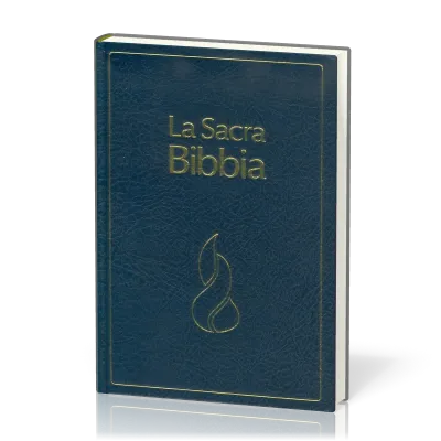 Italien, Bible Nuova Riveduta d'étude à parallèles - rigide bleu, similicuir, tranche blanche
