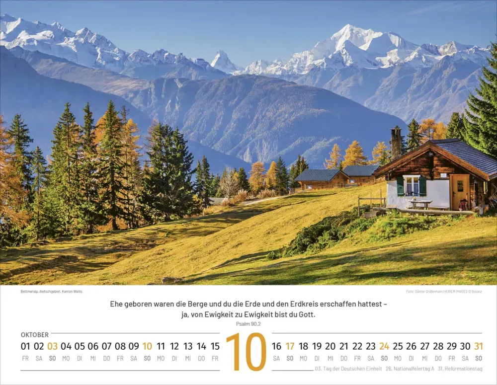 Calendrier Paysages Suisses - Allemand, Calendrier mural