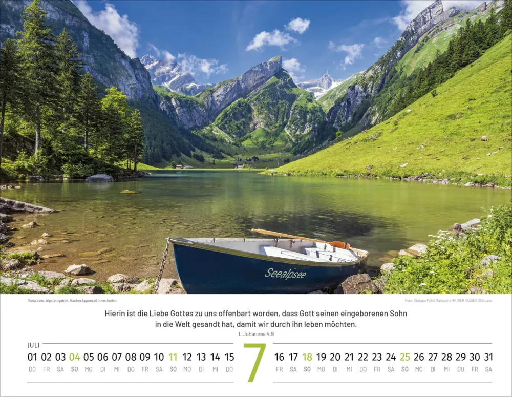 Calendrier Paysages Suisses - Allemand, Calendrier mural