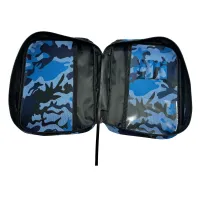 Bibelhülle Ichthys XL - blau, Nylon mit Tragegriff, Leseband, Stiftschllaufe