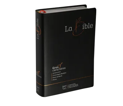 Bible Segond 21, gros caractères - couverture souple noire en fibrocuir, tranche argentée