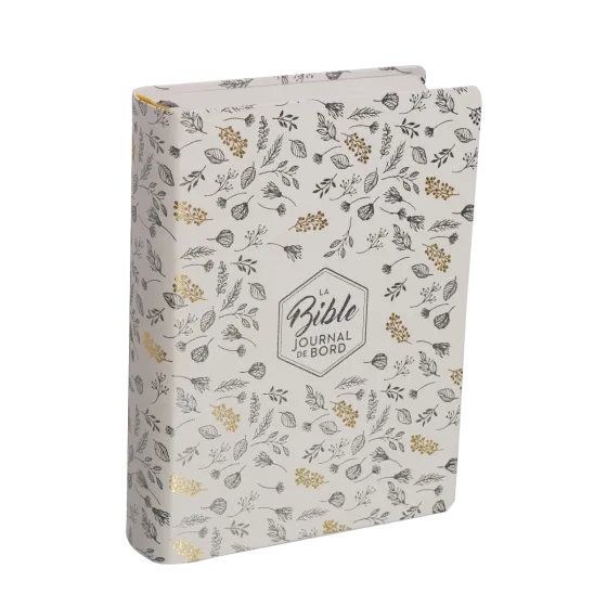 Bible Segond 21 Journal de bord - couverture souple, toilée blanc avec motifs dorés