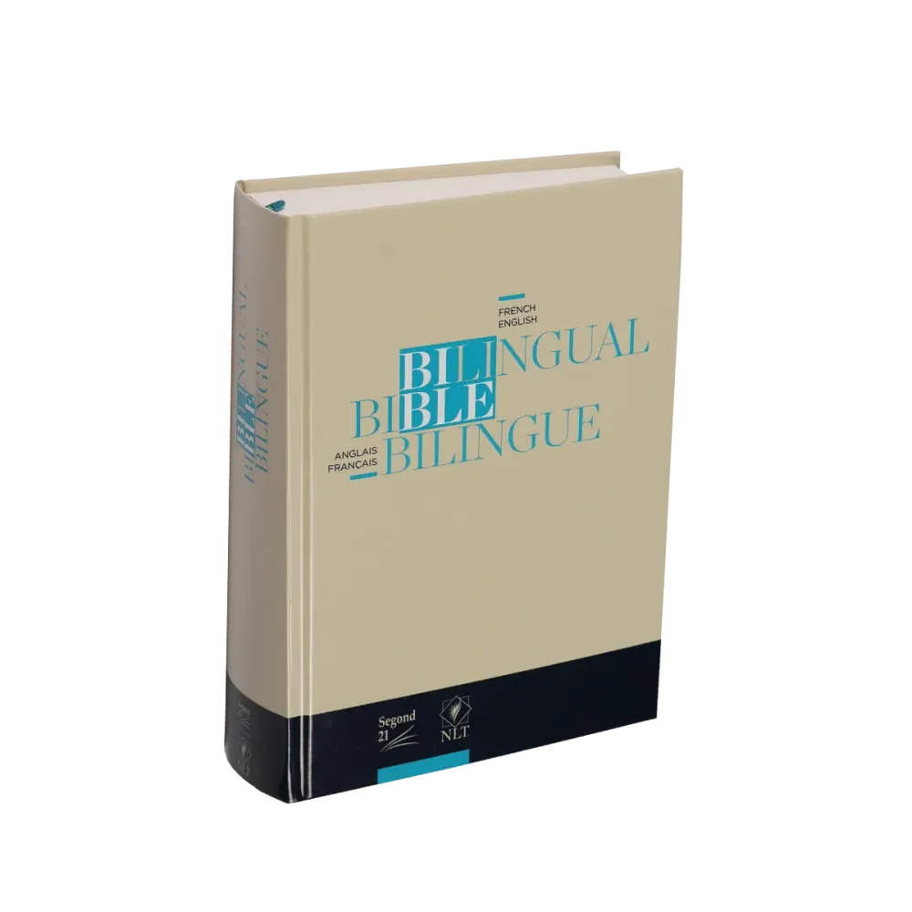 Bilingue français/anglais, Bible, Segond 21/NLT - beige et bleue - couverture rigide