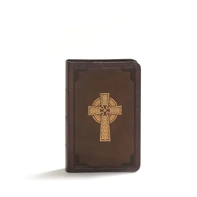 Anglais, Bible, King James Version, compacte, à références, similicuir brun avec croix celtique,...