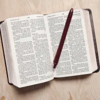 Anglais, Bible, King James Version, compacte, à références, similicuir brun avec croix celtique,...