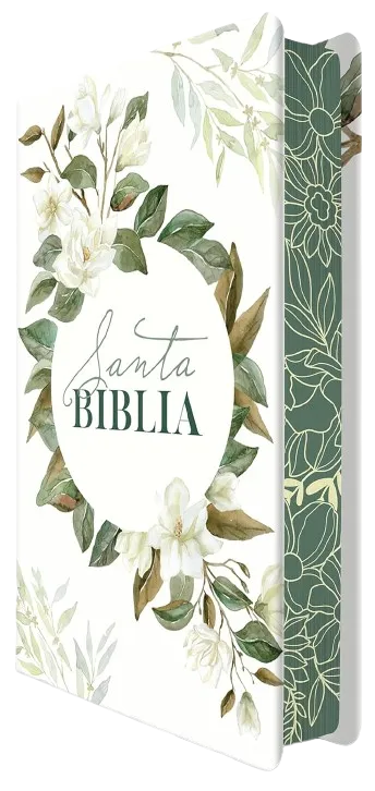 Espagnol, Bible Reina Valera 1960, gros caractères - couverture rigide, blanche avec motif...