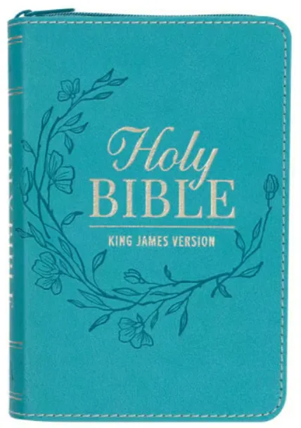 Anglais, Bible, King James Version, format poche avec fermeture éclair - turquoise