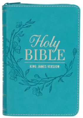 Anglais, Bible, King James Version, format poche avec fermeture éclair - turquoise