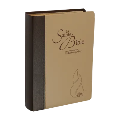 Bible d'étude Segond NEG MacArthur - couverture souple brun/beige, tranche or, onglets