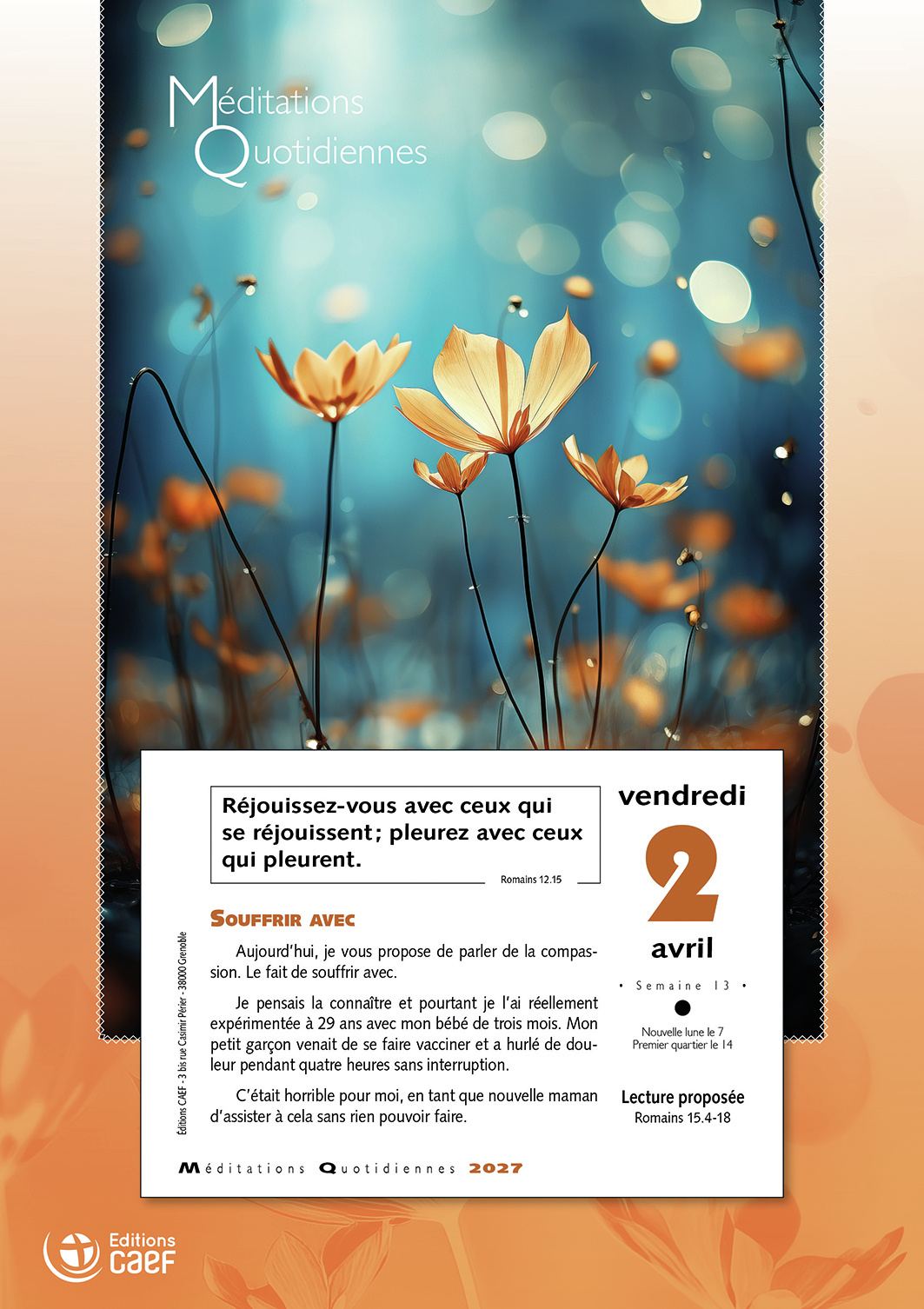 Méditations quotidiennes - calendrier éphéméride, bloc et plaque