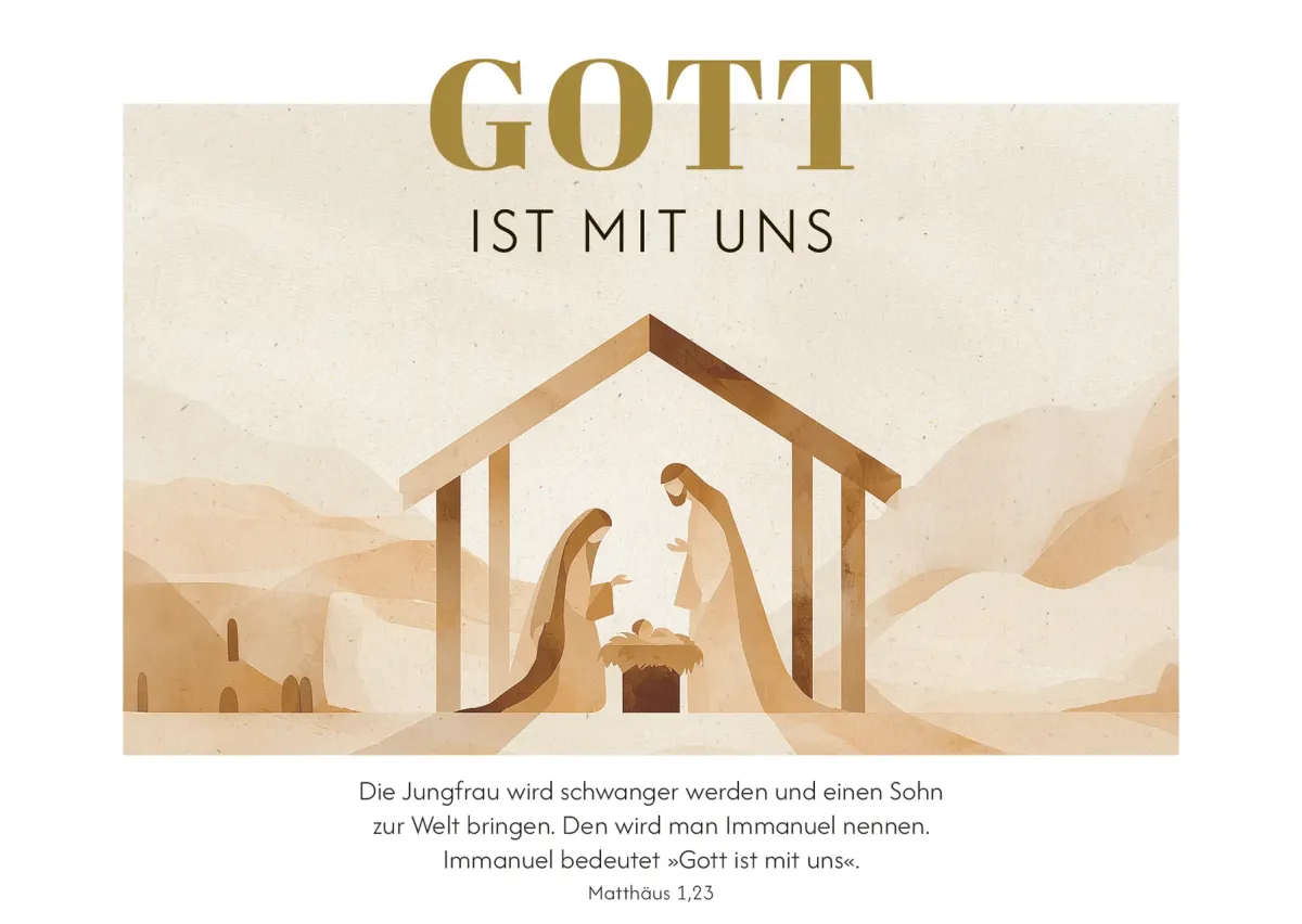 Postkarte Gott mit uns - Matthäus 1,23