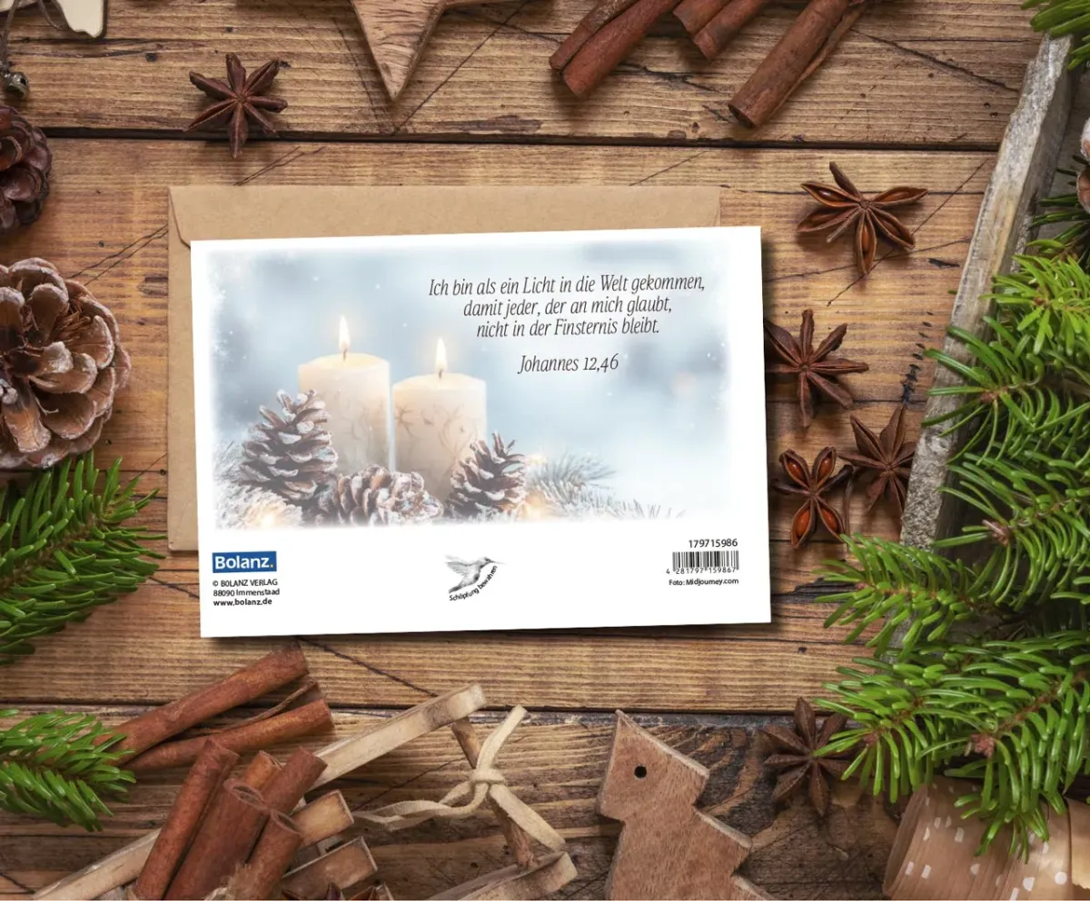Faltkarte Herzliche Weihnachtsgrüße - Johannes 12,46