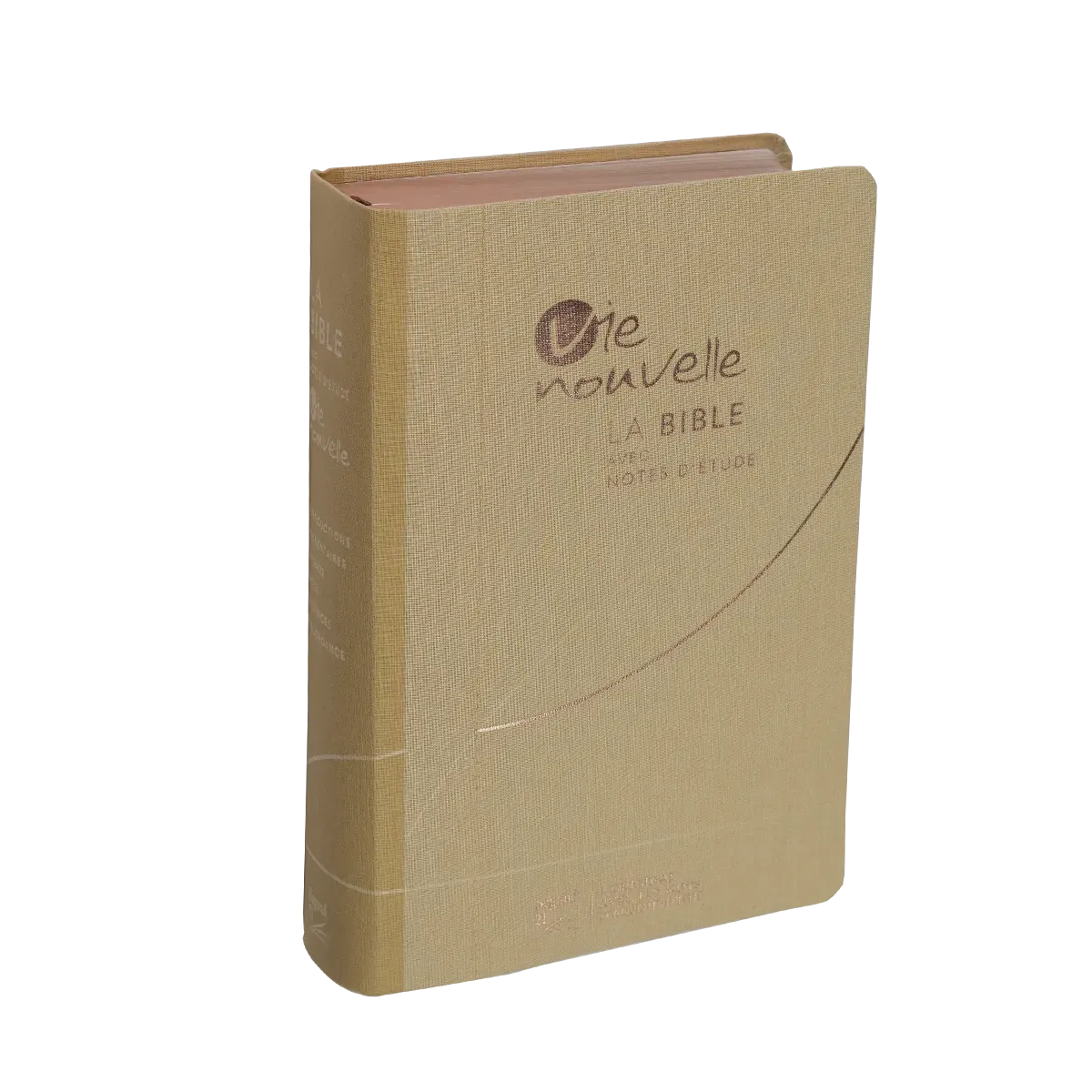 Bible d'étude Vie nouvelle, Segond 21 - Couverture souple, toile beige, tranches or rose