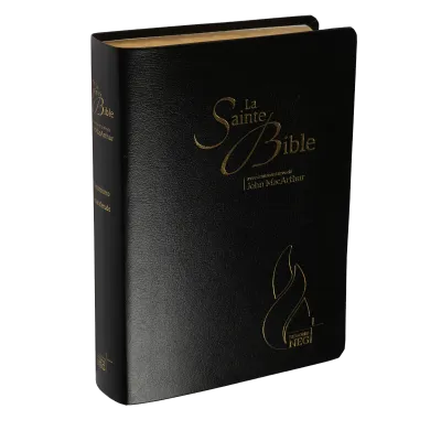 Bible d'étude Segond NEG MacArthur, noire - couverture souple, fibrocuir, tranche or