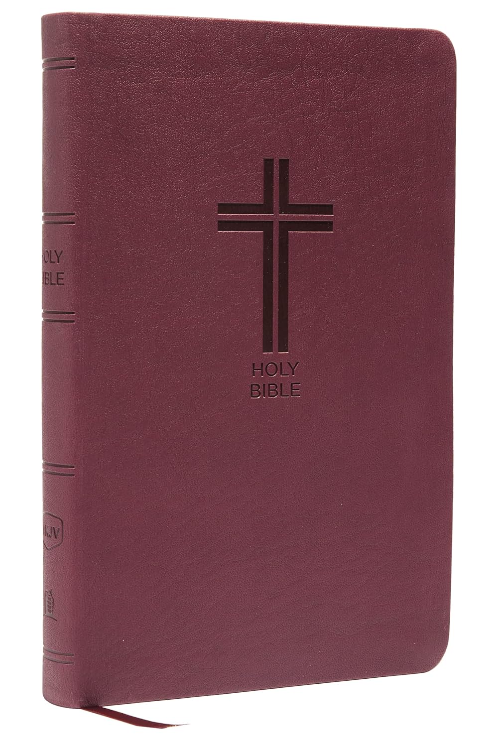 Anglais, Bible, New King James Version, moyen format, similicuir bordeaux motif croix, paroles de...