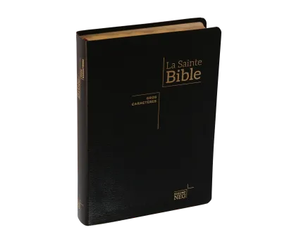 Bible Segond NEG, gros caractères, noire - Couverture souple, fibrocuir, tranche or, avec onglets